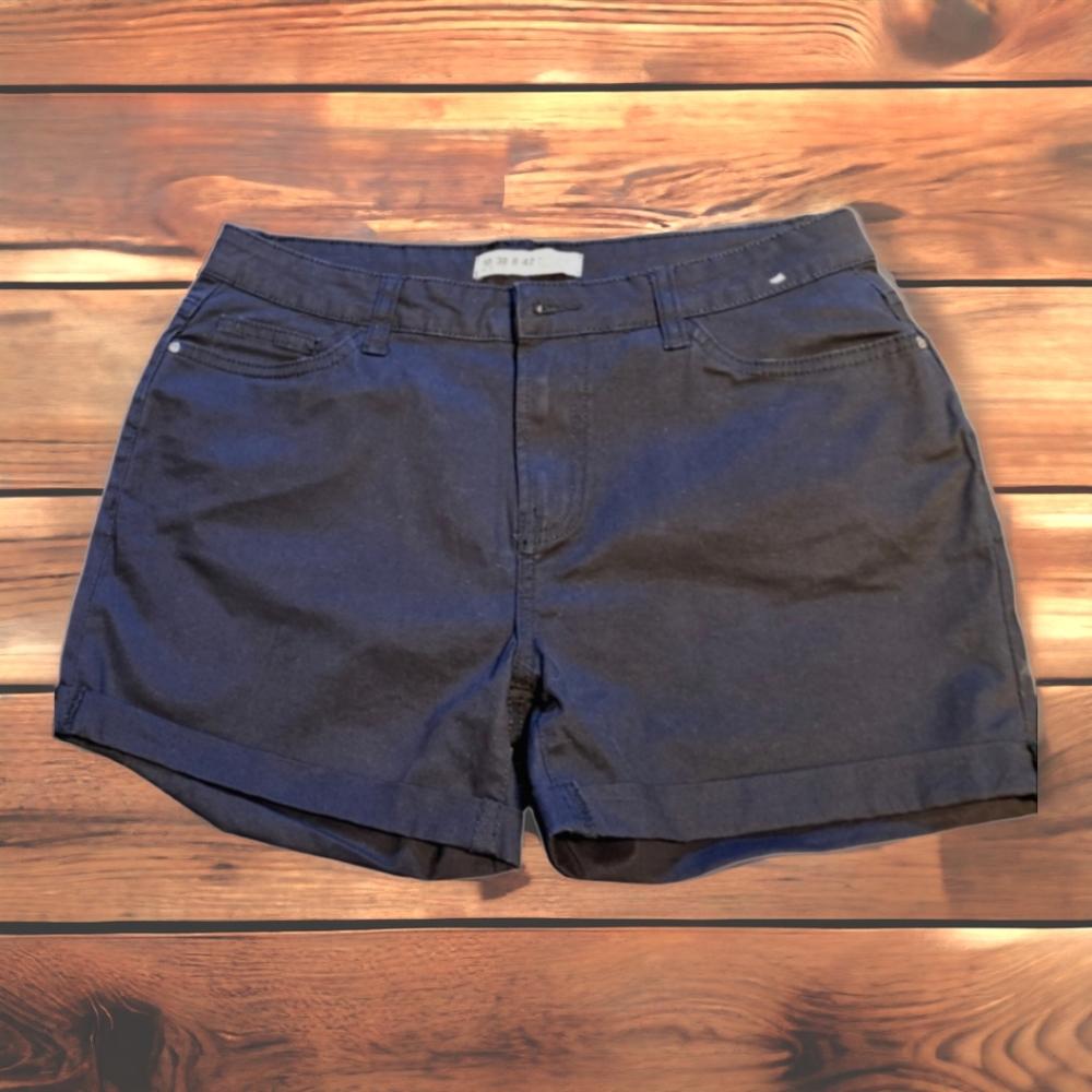 NEW UNWORN womens chinos type smart shorts navy blue UK10, slight stretch - Picture 9 of 9